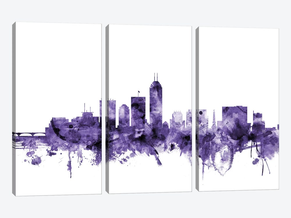 Indianapolis, Indiana Skyline by Michael Tompsett 3-piece Canvas Print
