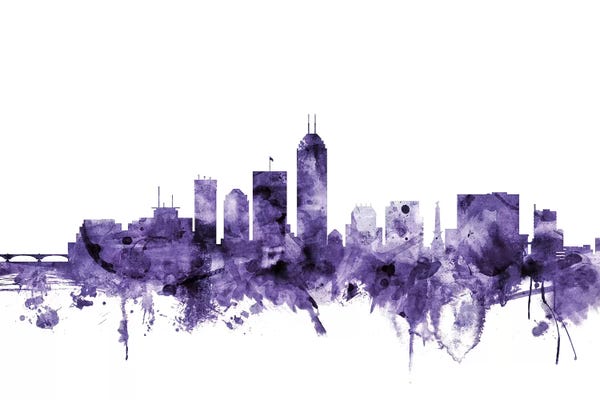 Indiana: Purple Indianapolis, Indiana Skyline by Michael Tompsett