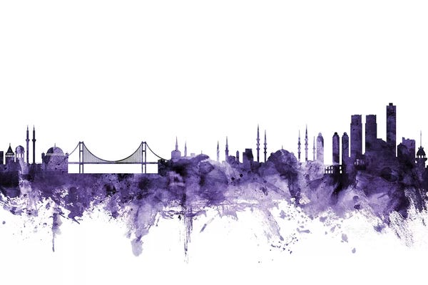 Istanbul: Purple Istanbul, Turkey Skyline by Michael Tompsett