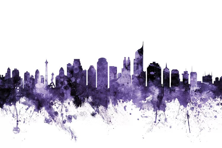 Purple Jakarta, Indonesia Skyline by Michael Tompsett wall art