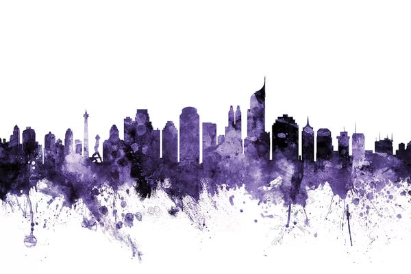Java: Purple Jakarta, Indonesia Skyline by Michael Tompsett
