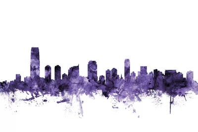 Purple Jersey City, New Jersey Skyline by Michael Tompsett art print