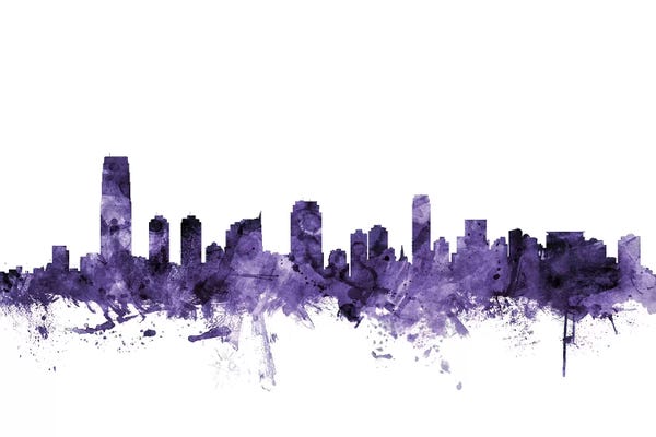 New Jersey: Purple Jersey City, New Jersey Skyline by Michael Tompsett