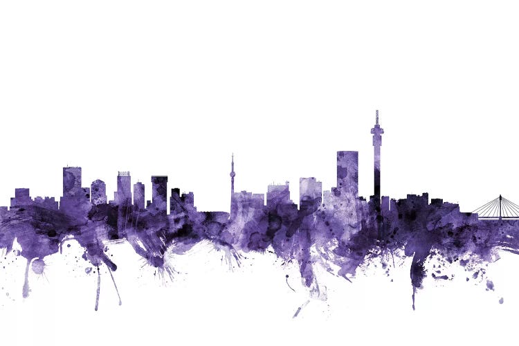 Purple Johannesburg, South Africa Skyline by Michael Tompsett wall art