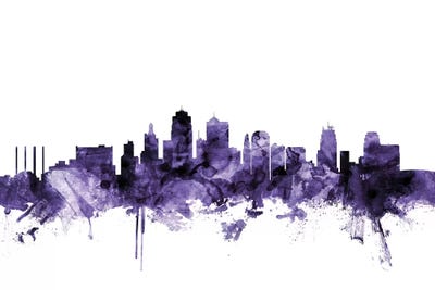 Purple Kansas City, Missouri Skyline by Michael Tompsett framed canvas print