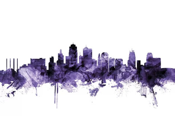 Missouri: Purple Kansas City, Missouri Skyline by Michael Tompsett