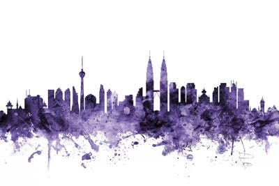 Purple Kuala Lumpur, Malaysia Skyline by Michael Tompsett framed canvas print