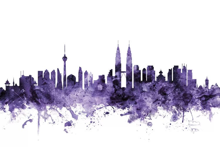 Purple Kuala Lumpur, Malaysia Skyline by Michael Tompsett wall art