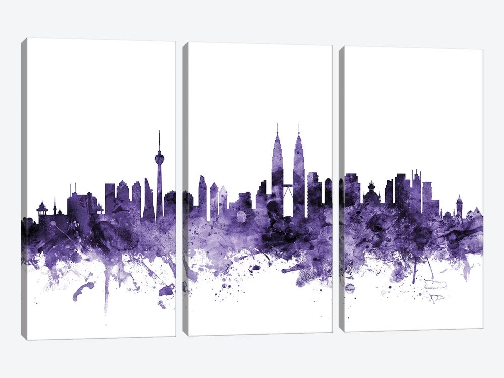 Kuala Lumpur, Malaysia Skyline by Michael Tompsett 3-piece Canvas Art
