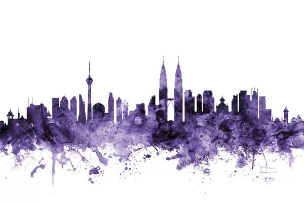 Malaysia: Purple Kuala Lumpur, Malaysia Skyline by Michael Tompsett