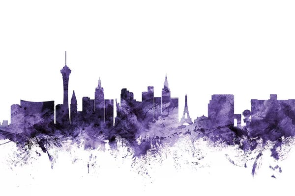 Nevada: Purple Las Vegas, Nevada Skyline by Michael Tompsett