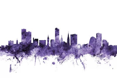 Purple Leicester, England Skyline by Michael Tompsett framed wall art