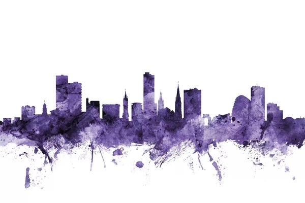 Leicester: Purple Leicester, England Skyline by Michael Tompsett
