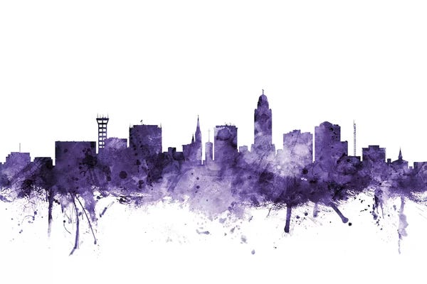 Nebraska: Purple Lincoln, Nebraska Skyline by Michael Tompsett