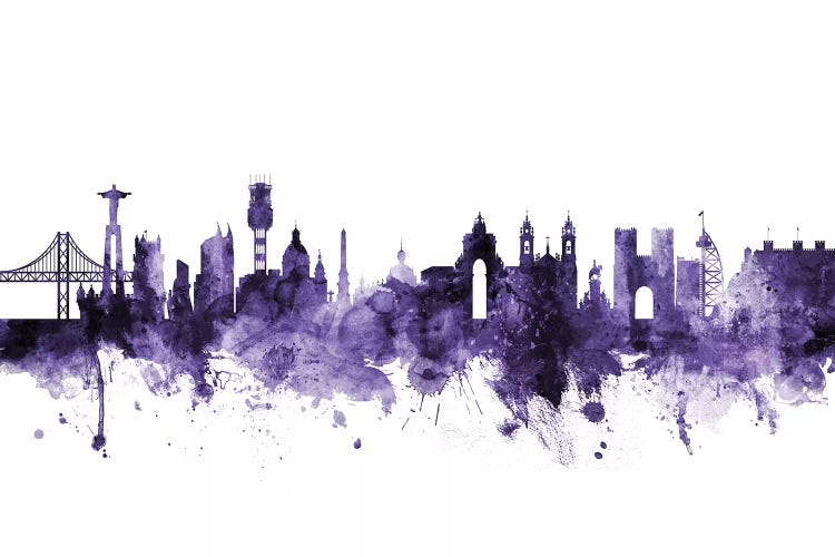 Purple Lisbon, Portugal Skyline by Michael Tompsett wall art