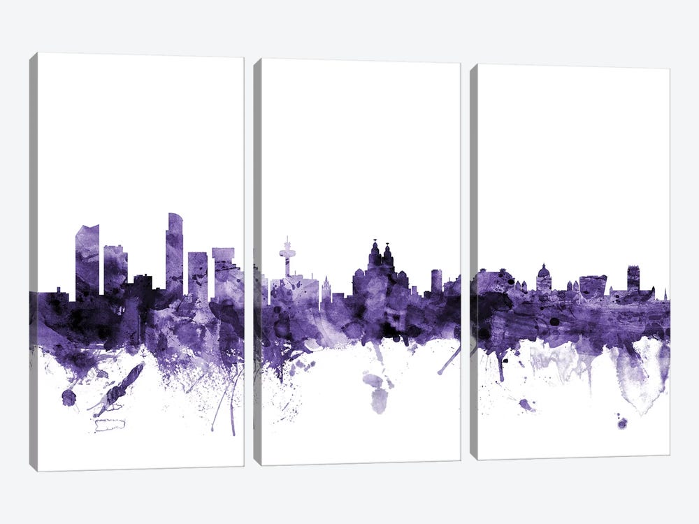Liverpool, England Skyline by Michael Tompsett 3-piece Canvas Art Print