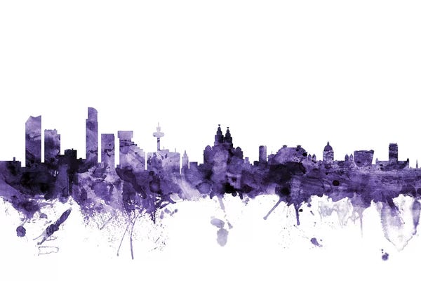 Liverpool: Purple Liverpool, England Skyline by Michael Tompsett