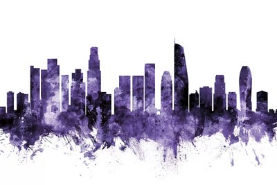 Purple Los Angeles, California Skyline II by Michael Tompsett art print