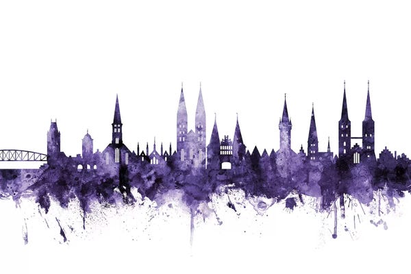 Schleswig-Holstein: Purple Lubeck, Germany Skyline by Michael Tompsett