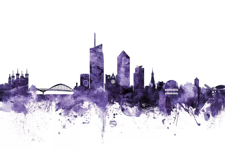 Purple Lyon, France Skyline by Michael Tompsett wall art
