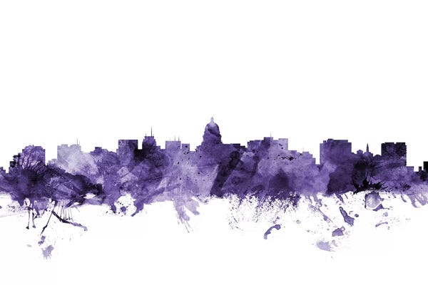 Madison: Purple Madison, Wisconsin Skyline by Michael Tompsett