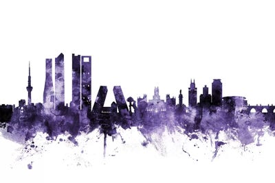 Purple Madrid, Spain Skyline by Michael Tompsett art print
