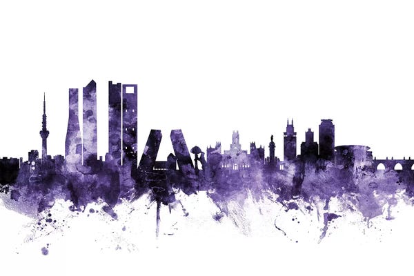Community Of Madrid: Purple Madrid, Spain Skyline by Michael Tompsett