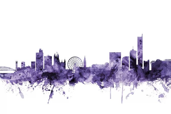 Purple Manchester, England Skyline