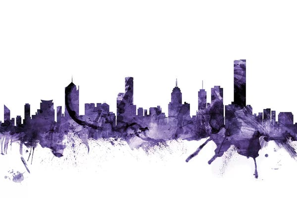 Australia: Purple Melbourne, Australia Skyline by Michael Tompsett