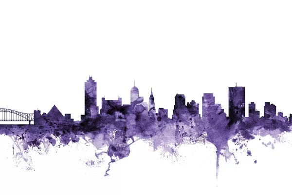 Memphis: Purple Memphis, Tennessee Skyline by Michael Tompsett