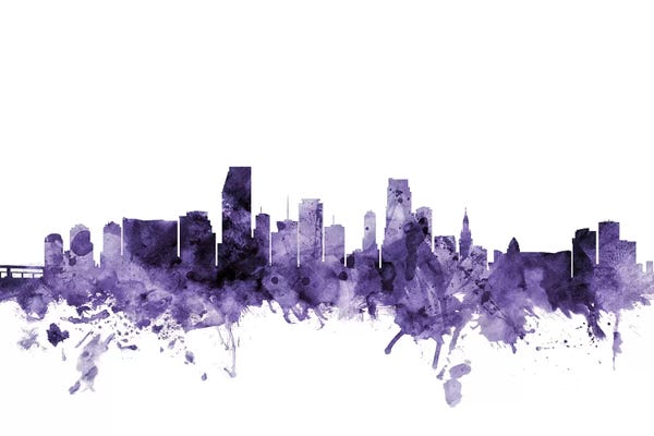 Miami: Purple Miami, Florida Skyline by Michael Tompsett