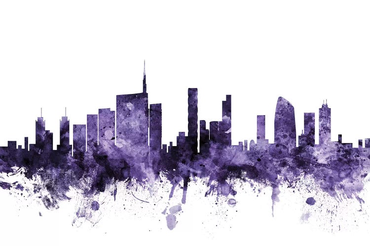 Purple Milan, Italy Skyline by Michael Tompsett wall art