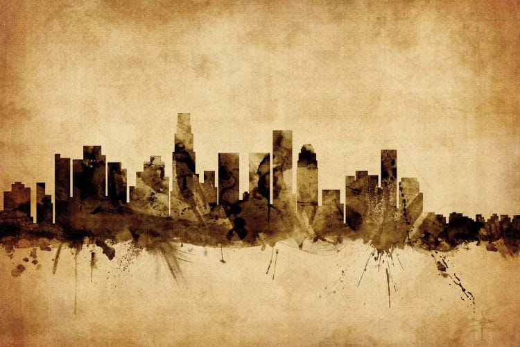 Retro Skyline Of Los Angeles, California, USA