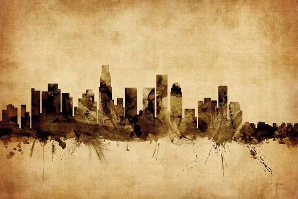 Los Angeles: Retro Skyline Of Los Angeles, California, USA by Michael Tompsett