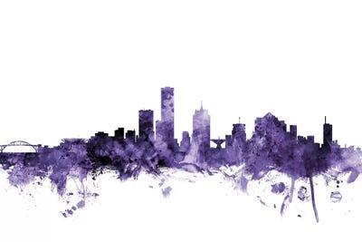 Purple Milwaukee, Wisconsin Skyline by Michael Tompsett framed wall art