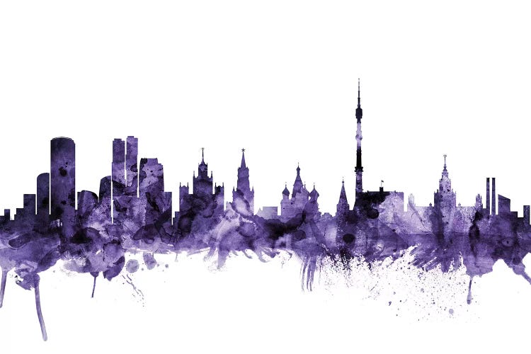 Purple Moscow, Russia Skyline by Michael Tompsett wall art