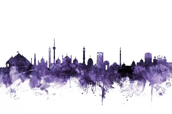 Delhi: Purple New Delhi, India Skyline by Michael Tompsett