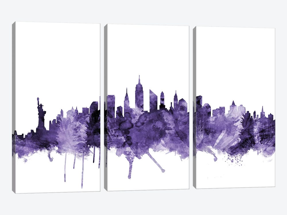 New York City Skyline I by Michael Tompsett 3-piece Canvas Print