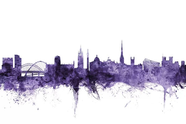 Newcastle: Purple Newcastle, England Skyline by Michael Tompsett