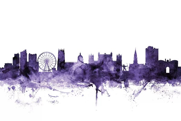 Nottingham: Purple Nottingham, England Skyline by Michael Tompsett
