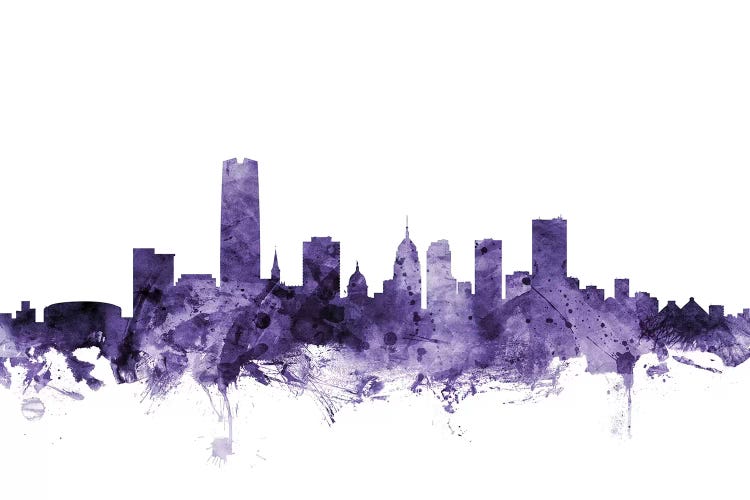 Purple Oklahoma City Skyline by Michael Tompsett wall art