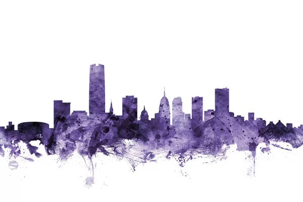 Oklahoma: Purple Oklahoma City Skyline by Michael Tompsett