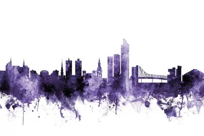 Purple Oslo, Norway Skyline by Michael Tompsett multi panel art