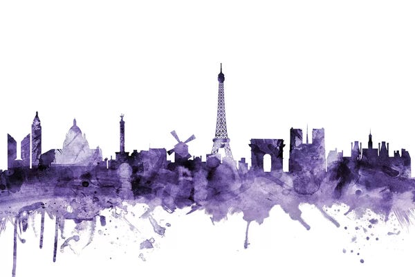 Île-de-France: Purple Paris, France Skyline by Michael Tompsett