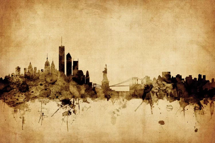 Retro Skyline Of New York City, New York, USA I by Michael Tompsett wall art