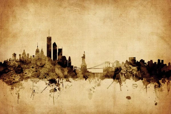 Retro Skyline Of New York City, New York, USA I