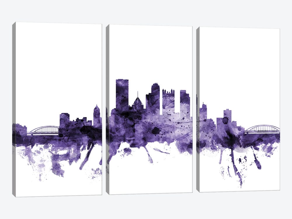 Pittsburgh, Pennsylvania Skyline by Michael Tompsett 3-piece Canvas Print