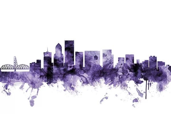 Oregon: Purple Portland, Oregon Skyline by Michael Tompsett