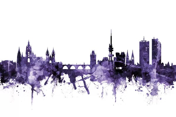 Czech Republic: Purple Prague (Praha), Czech Republic Skyline by Michael Tompsett