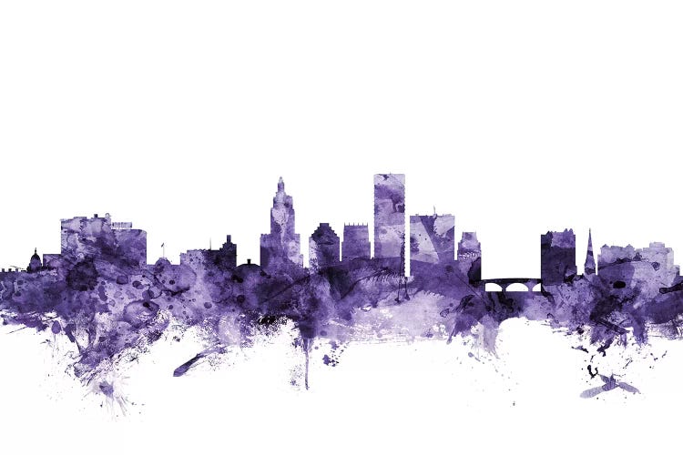 Purple Providence, Rhode Island Skyline by Michael Tompsett wall art